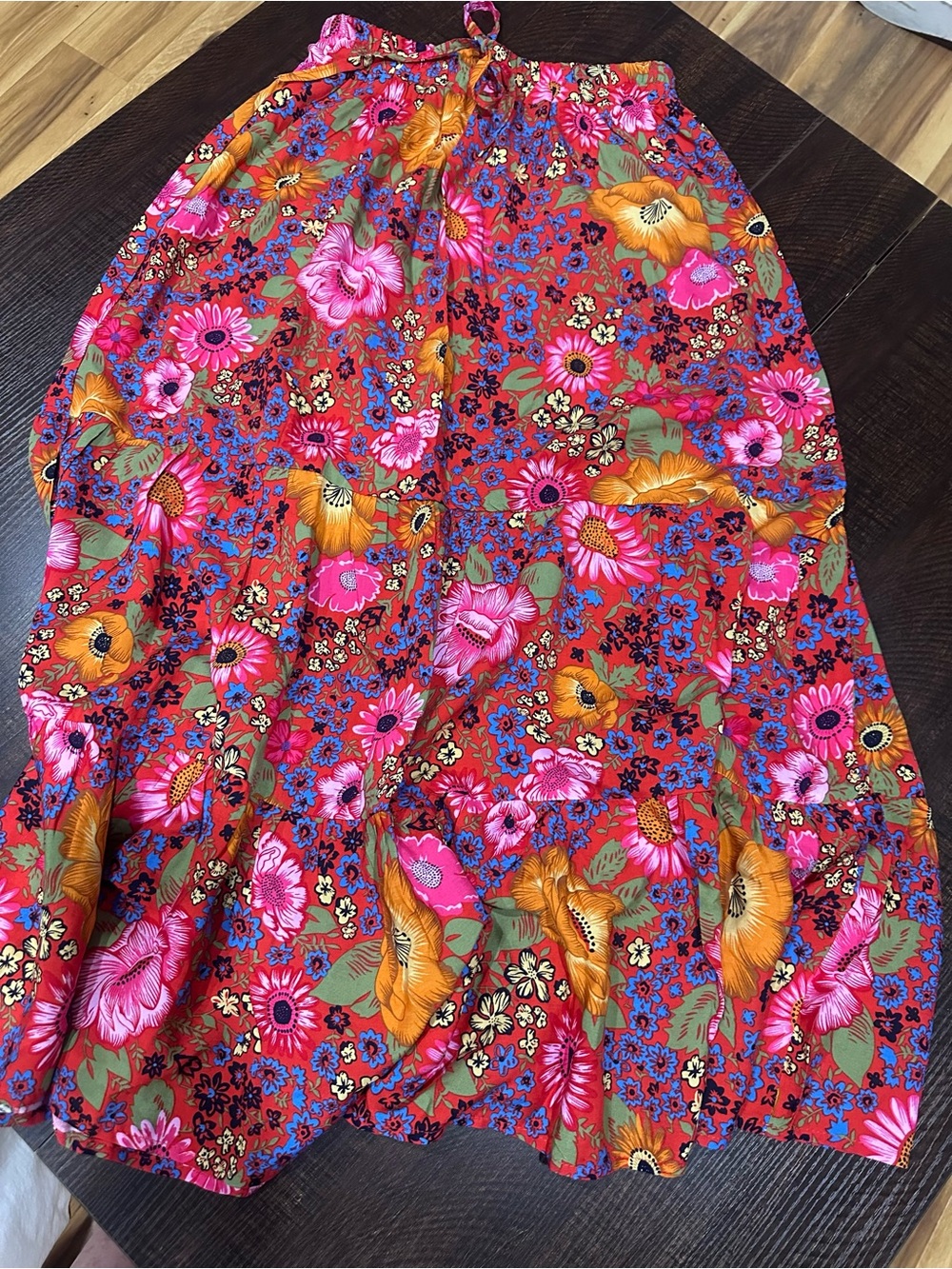 BellanBlue Floral Maxi Skirt in Red, Pink & Orange